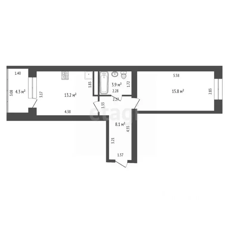 1-к кв. Саха (Якутия), Якутск ул. Бестужева-Марлинского, 22/1 (41.0 м) - Фото 1