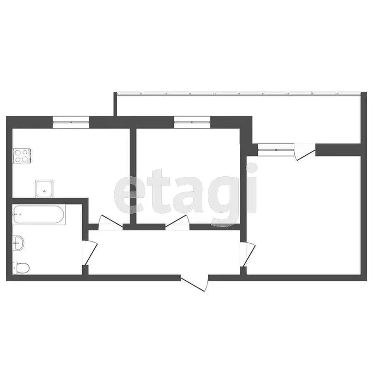 2-комнатная квартира: Тюмень, улица Андрея Бушуева, 2 (53.3 м) - Фото 1