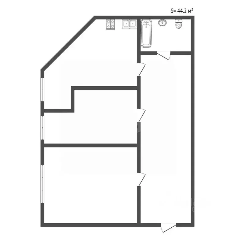 2-к кв. Санкт-Петербург Кондратьевский просп., 32 (44.2 м) - Фото 1