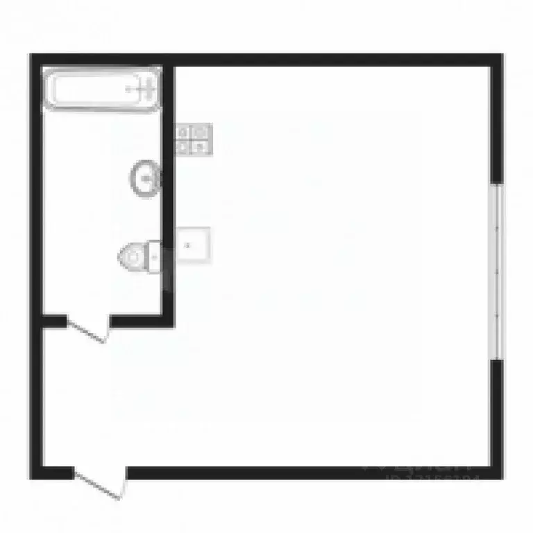 Студия Тюменская область, Тюмень Волгоградская ул., 70 (16.2 м) - Фото 2