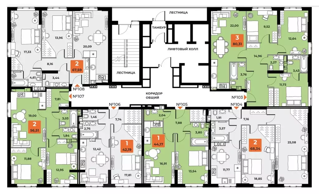 2-к кв. Самарская область, Самара ул. Санфировой, 101 (68.34 м) - Фото 1