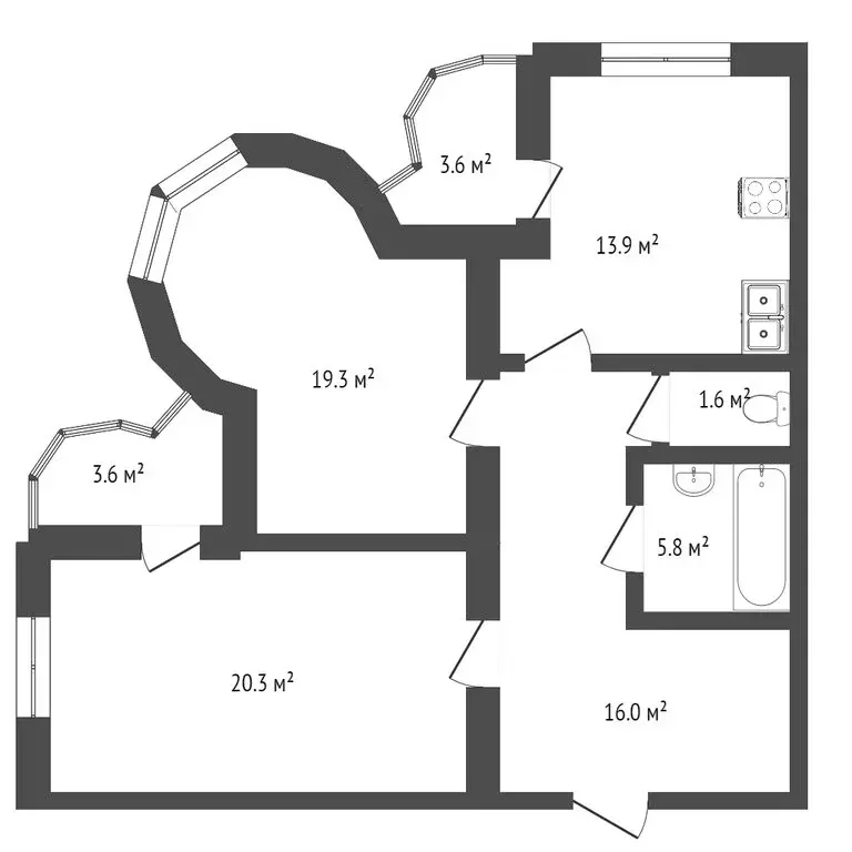 2-комнатная квартира: Тюмень, улица Малыгина, 4 (76.1 м) - Фото 0