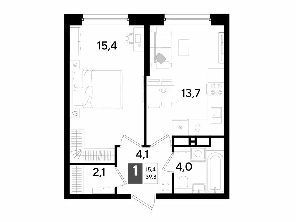 1-комнатная квартира: Краснодар, микрорайон Догма Парк, улица Марины ... - Фото 1