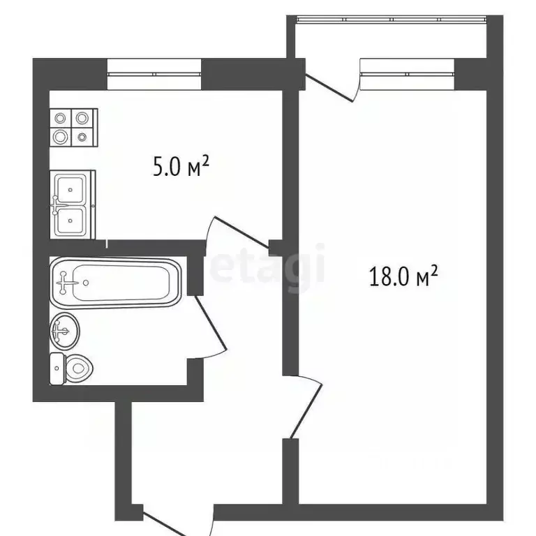 1-к кв. Ростовская область, Таганрог ул. Пальмиро Тольятти, 34 (29.0 ... - Фото 2