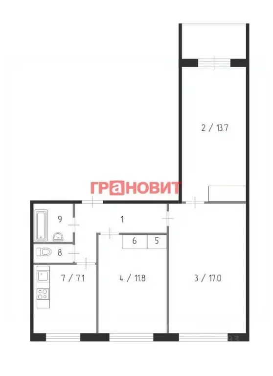 3-к кв. Новосибирская область, Новосибирск ул. Петухова, 38/1 (61.5 м) - Фото 1