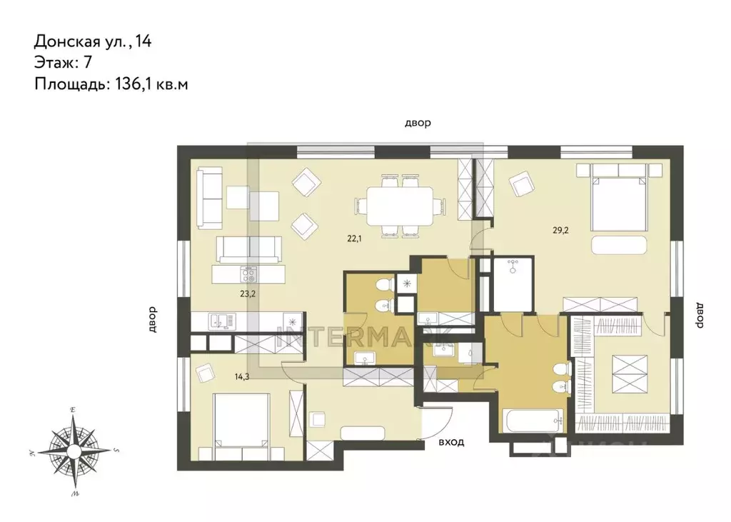 3-к кв. Москва Донская ул., 14 (136.1 м) - Фото 2
