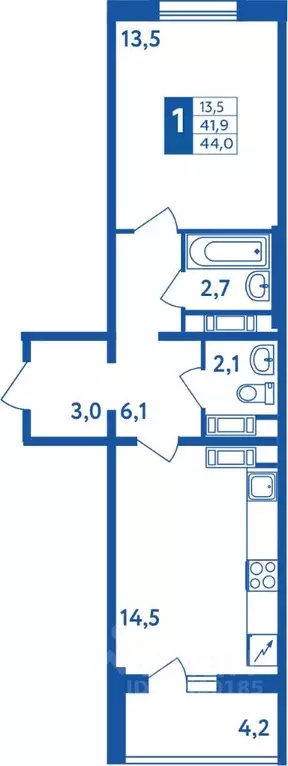 1-к кв. Башкортостан, Уфа Дема жилрайон, Новая Дема жилой комплекс ... - Фото 1