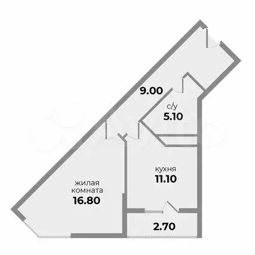 1-к. квартира, 44 м, 7/9 эт. - Фото 0