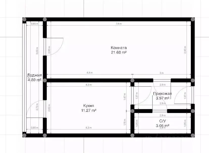 1-к кв. Кабардино-Балкария, Нальчик ул. Солнечная, 10к1 (45.0 м) - Фото 2