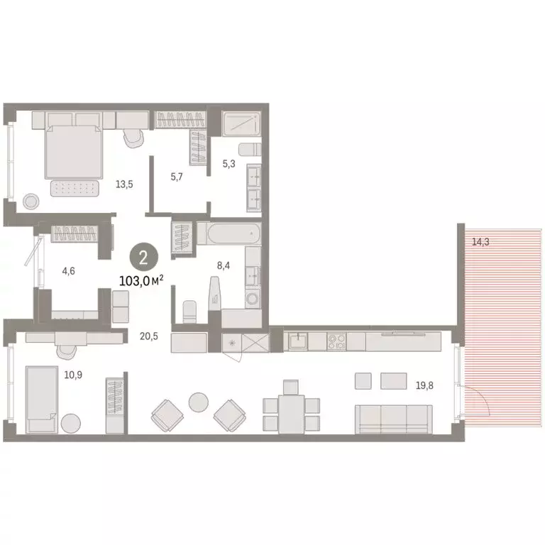 2-комнатная квартира: Новосибирский район, рабочий посёлок Краснообск, ... - Фото 2