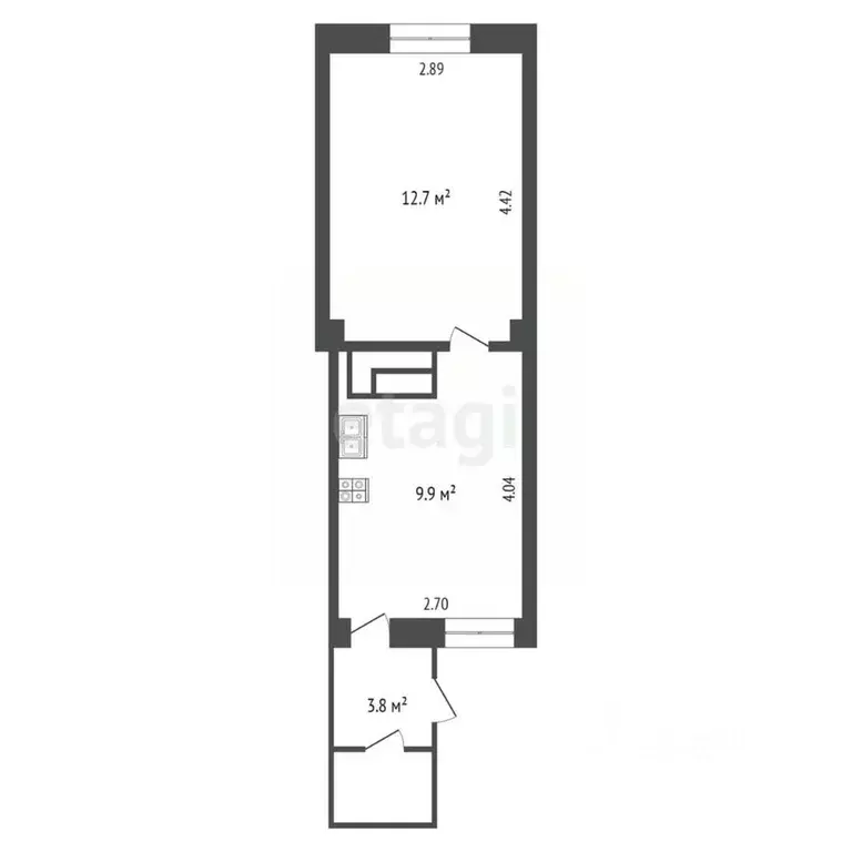 1-к кв. Тюменская область, Ишим ул. Пархоменко (22.6 м) - Фото 1