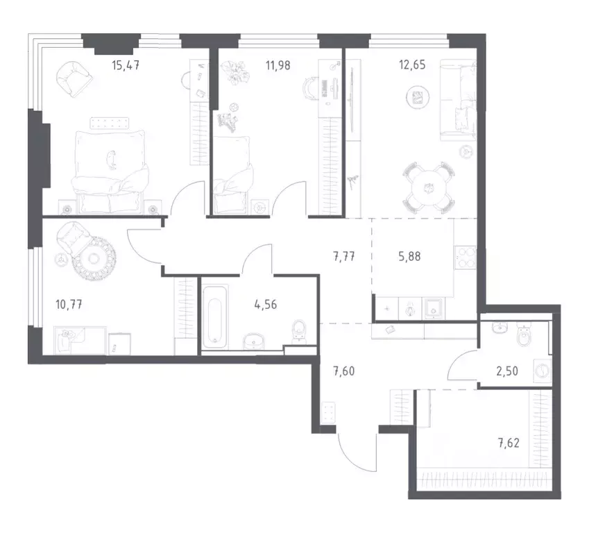 3-к кв. Московская область, Ленинский городской округ, Мисайлово пгт, ... - Фото 1