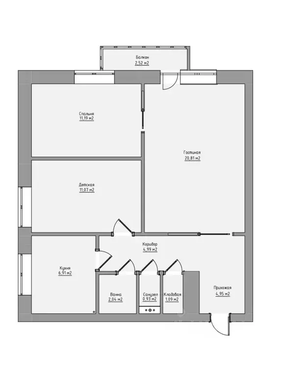 3-к кв. Санкт-Петербург Будапештская ул., 38К2 (63.7 м) - Фото 2