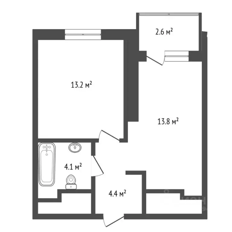1-к кв. Тюменская область, Тюмень Новгородская ул., 9Б (35.7 м) - Фото 2
