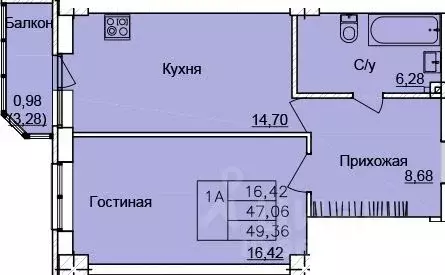 1-к кв. Ростовская область, Ростов-на-Дону Белокалитвинская ул. (49.36 ... - Фото 0