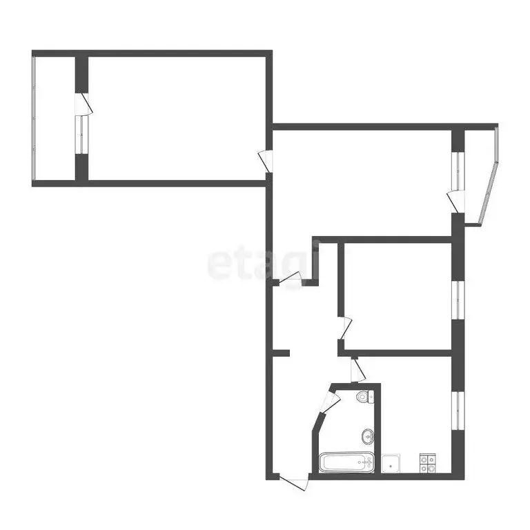 3-комнатная квартира: Дмитров, микрорайон имени А.М. Маркова, 35 (59.7 ... - Фото 1