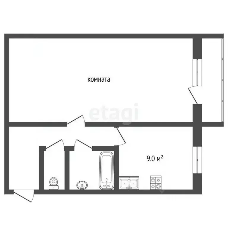 1-к кв. Московская область, Раменское Красноармейская ул., 16 (33.5 м) - Фото 1