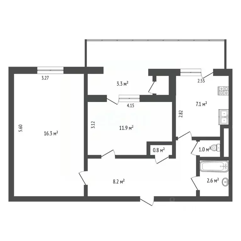 2-к кв. Севастополь с. Верхнесадовое, ул. Севастопольская, 78 (53.8 м) - Фото 1