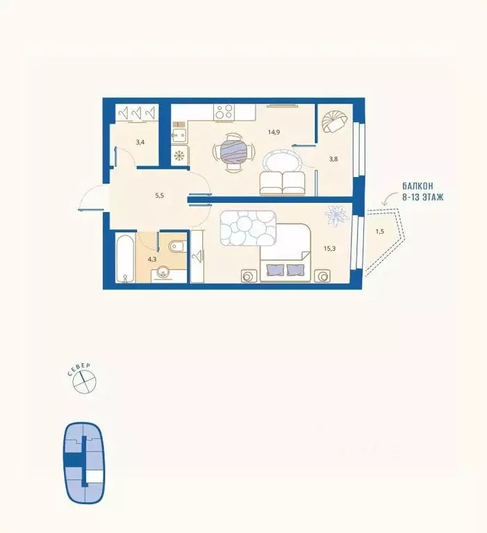 1-к кв. Пензенская область, Пенза Арбеково жилрайон, Дальнее Арбеково ... - Фото 2