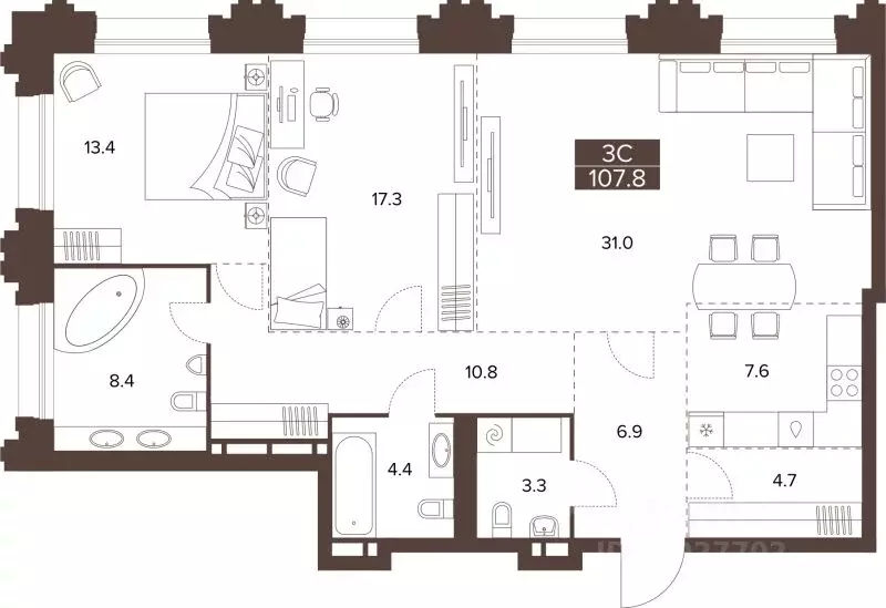 3-к кв. Алтайский край, Барнаул Социалистический просп., 97 (107.8 м) - Фото 1