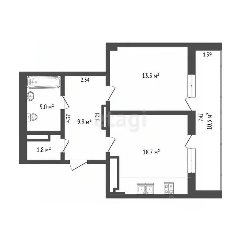 1-к кв. Тюменская область, Тюмень ул. Михаила Сперанского, 17 (50.0 м) - Фото 0