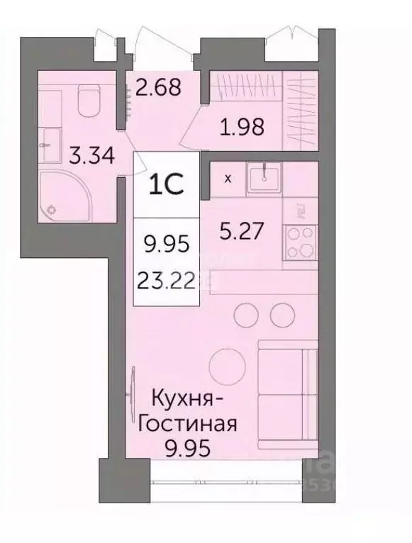 Студия Башкортостан, Уфа ул. Минигали Губайдуллина, 2 (23.22 м) - Фото 1