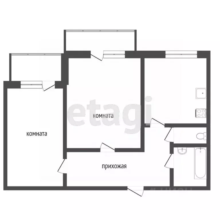 2-к кв. Крым, Симферополь ул. Батурина (50.8 м) - Фото 2