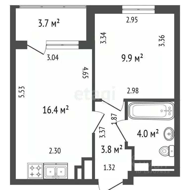 1-к кв. Санкт-Петербург дор. Торфяная, 17к2 (34.1 м) - Фото 1