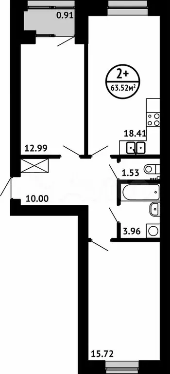2-к. квартира, 63,5 м, 2/8 эт. - Фото 0