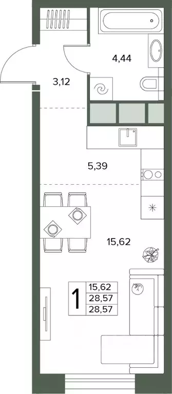 1-к кв. Московская область, Серпухов  (28.57 м) - Фото 1