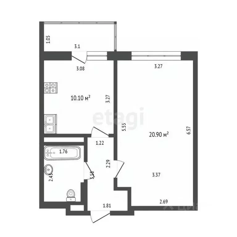 1-к кв. Москва Севастопольский просп., 7/6к1 (39.7 м) - Фото 2