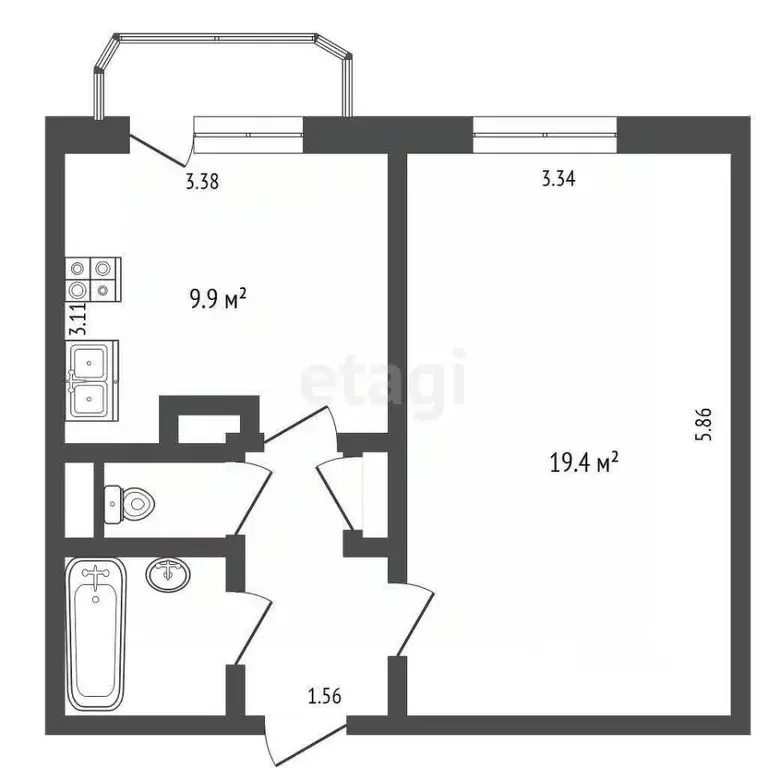 1-к кв. Москва Новопеределкинская ул., 8 (37.5 м) - Фото 1