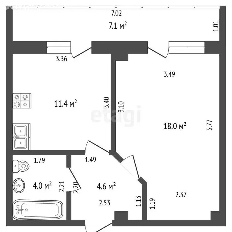 1-комнатная квартира: Самара, улица Гастелло, 32 (38.3 м) - Фото 1