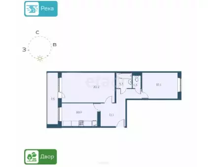 Продаётся 2-к квартира, 62.73 м - Фото 0