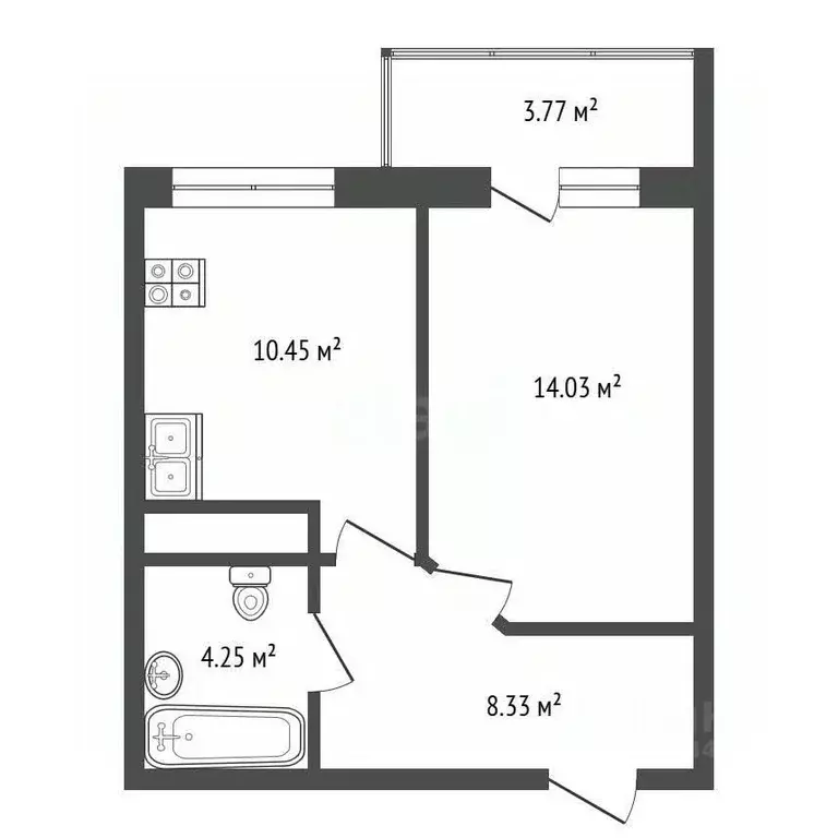 1-к кв. Тюменская область, Тюмень ул. Тимофея Чаркова, 79 (34.8 м) - Фото 2
