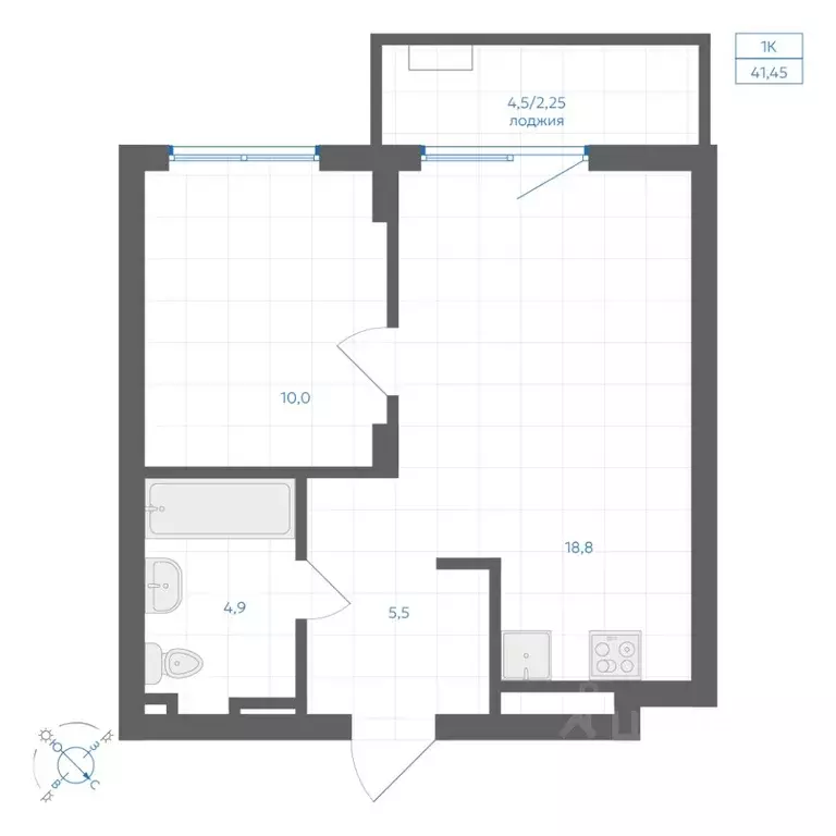 1-к кв. Челябинская область, Челябинск Клевер жилой комплекс (41.45 м) - Фото 1