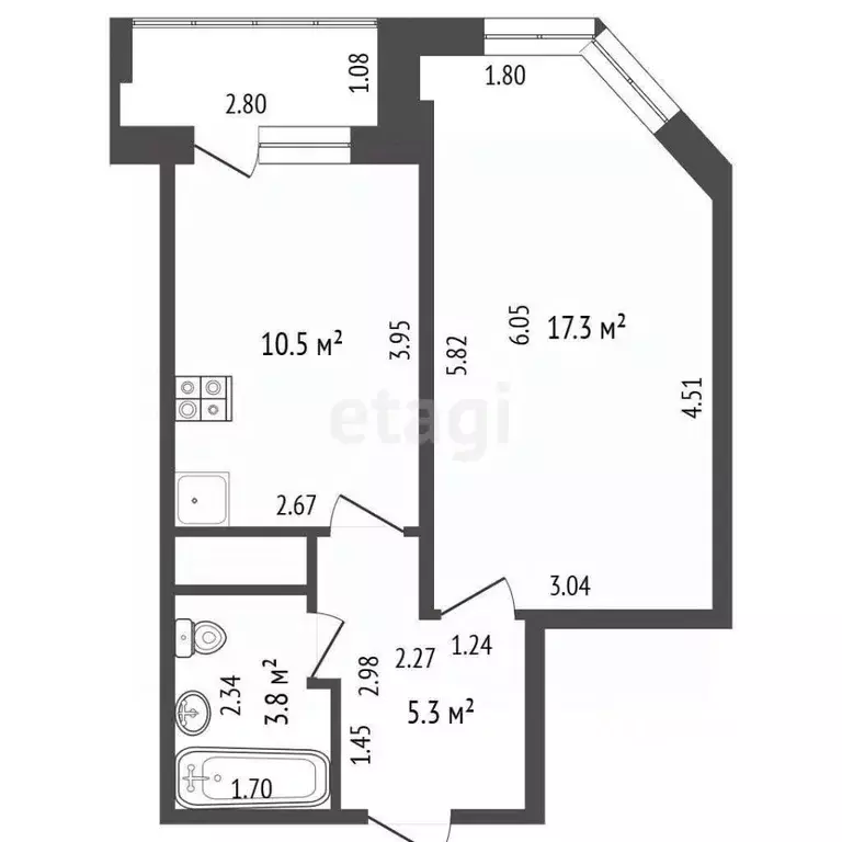 1-к кв. Ульяновская область, Ульяновск ул. Кирова, 6/2 (38.0 м) - Фото 2