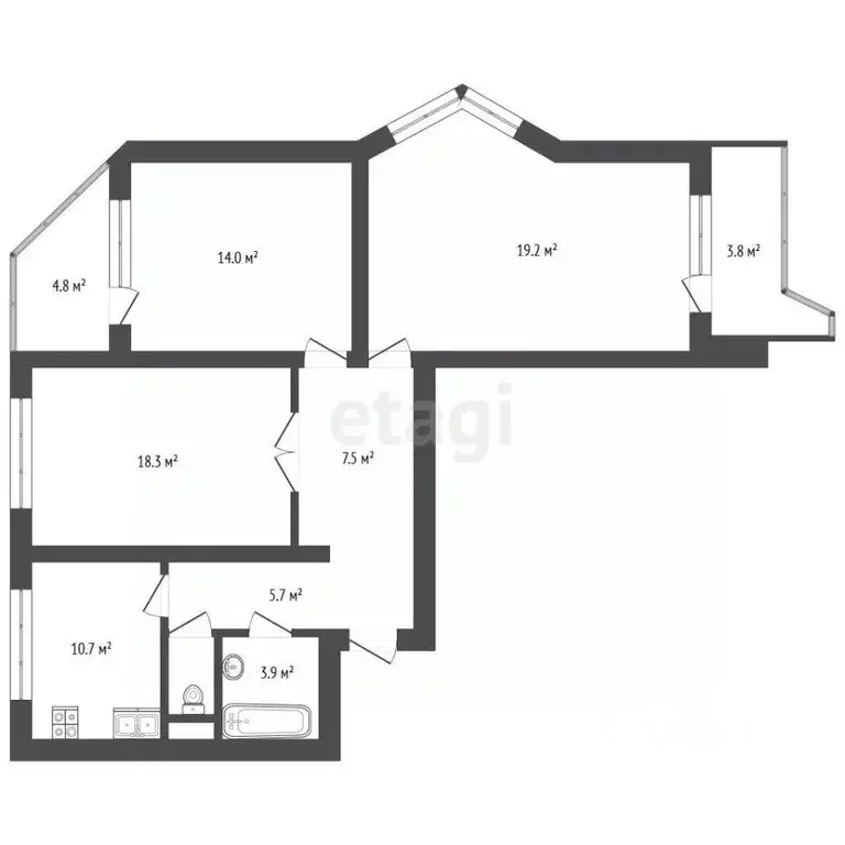 3-к кв. Москва Внуковское поселение, ул. Бориса Пастернака, 33к1 (83.5 ... - Фото 2