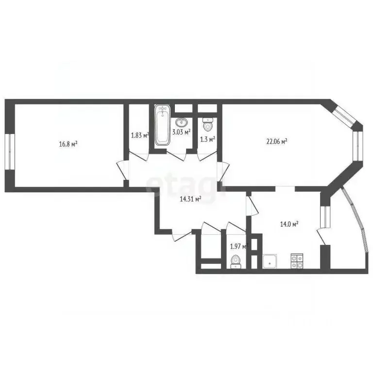 2-к кв. Оренбургская область, Оренбург ул. Чкалова, 51/1 (76.4 м) - Фото 1