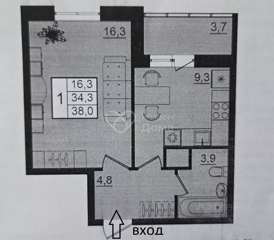 1-к кв. Волгоградская область, Волгоград ул. Качинцев, 81Д (34.3 м) - Фото 2