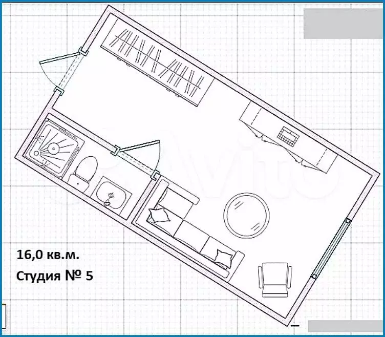 Квартира-студия, 16 м, 1/5 эт. - Фото 0