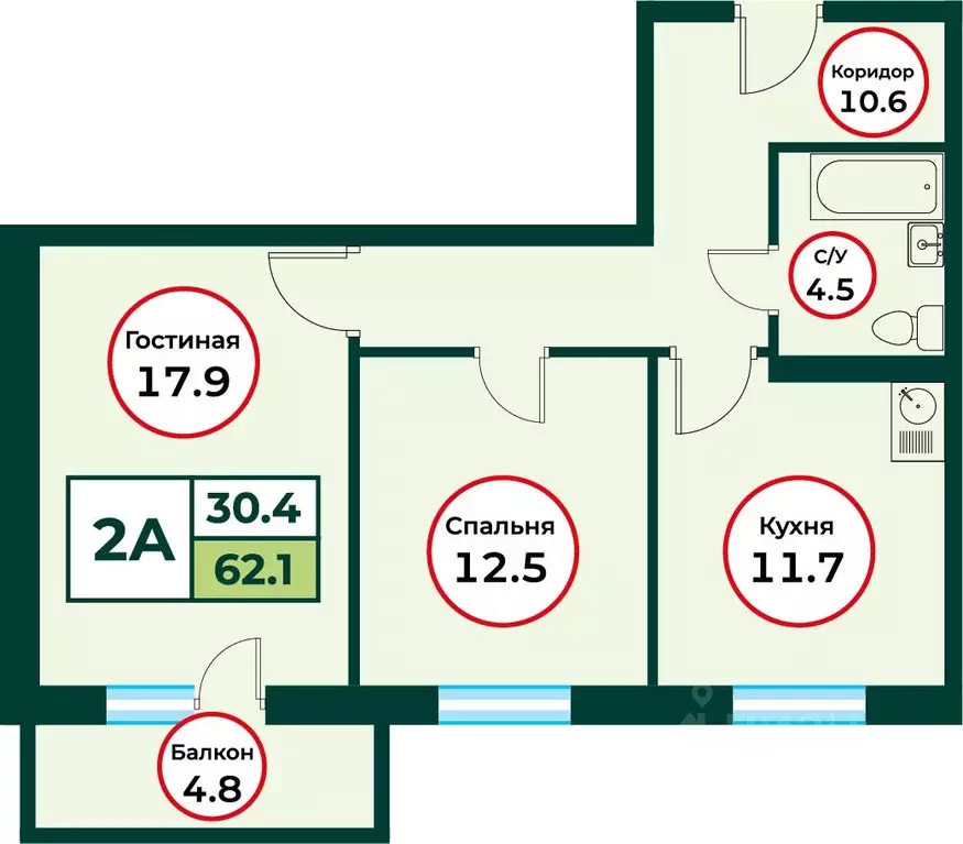 2-к кв. Красноярский край, Красноярск городской округ, пос. Солонцы ... - Фото 1