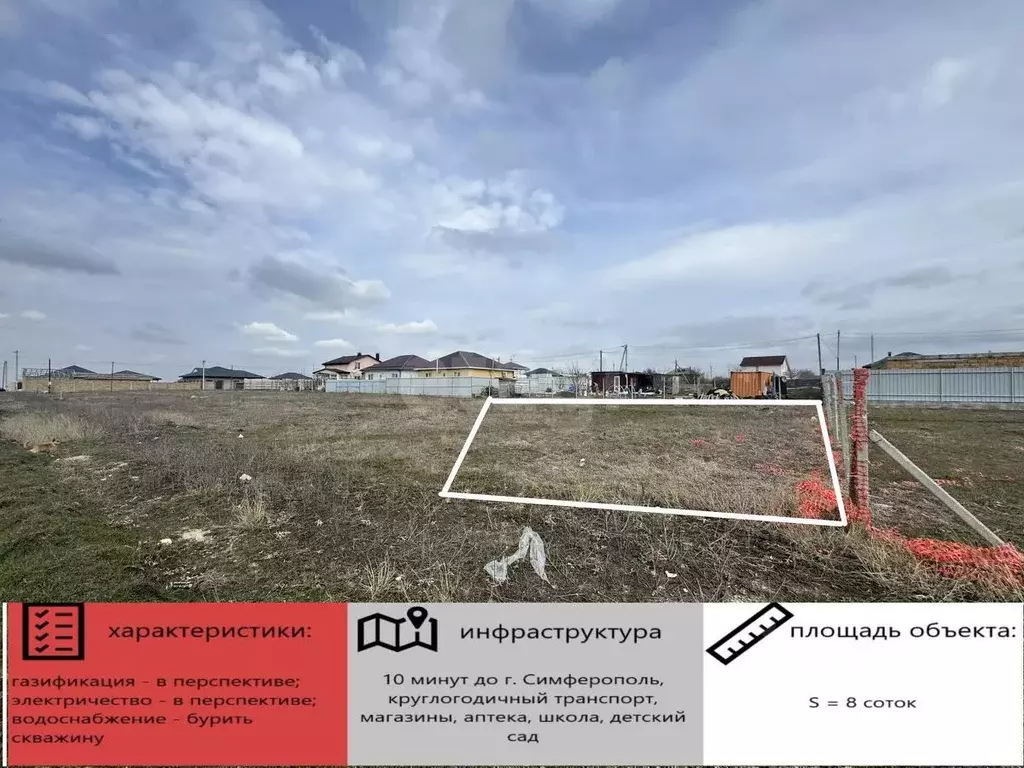 Участок в Крым, Симферопольский район, с. Трудовое ул. Дружбы (8.1 ... - Фото 1