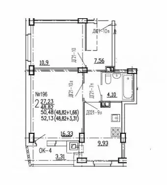 2-комнатная квартира: Курск, 2-я Агрегатная улица, 57А (52.13 м) - Фото 0