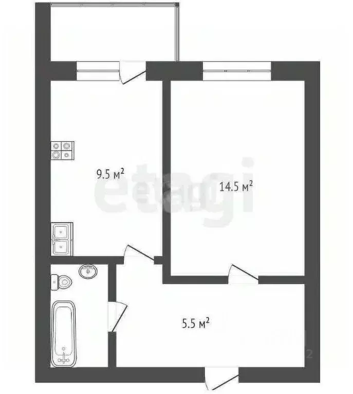1-к кв. Забайкальский край, Чита ул. Казачья, 22Б (36.3 м) - Фото 2