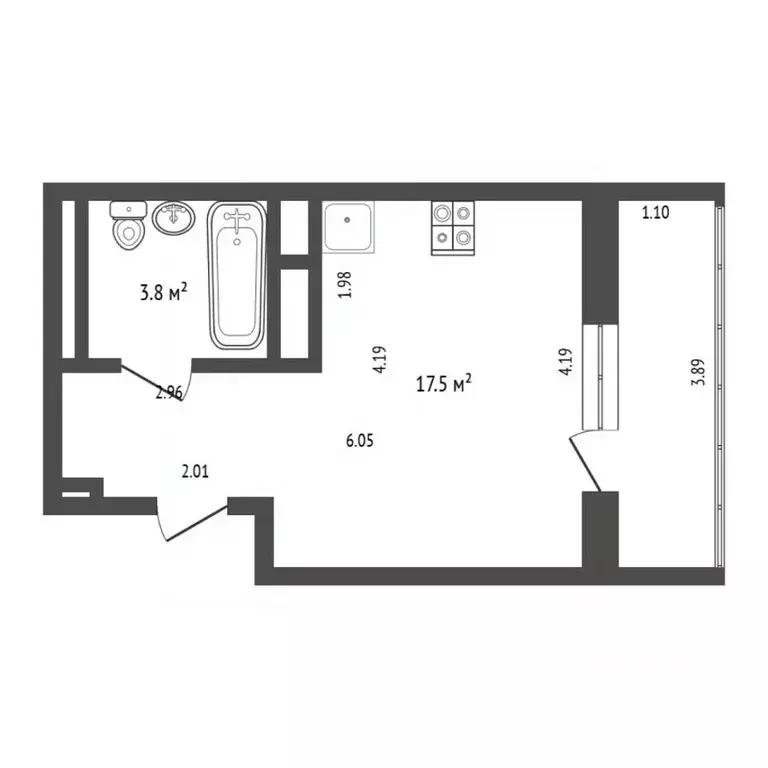 Студия Свердловская область, Екатеринбург ул. Летчиков, 7 (21.3 м) - Фото 2