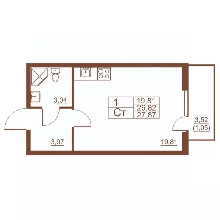 Студия Санкт-Петербург пос. Шушары, Московское ш., 262к4 (27.0 м) - Фото 0