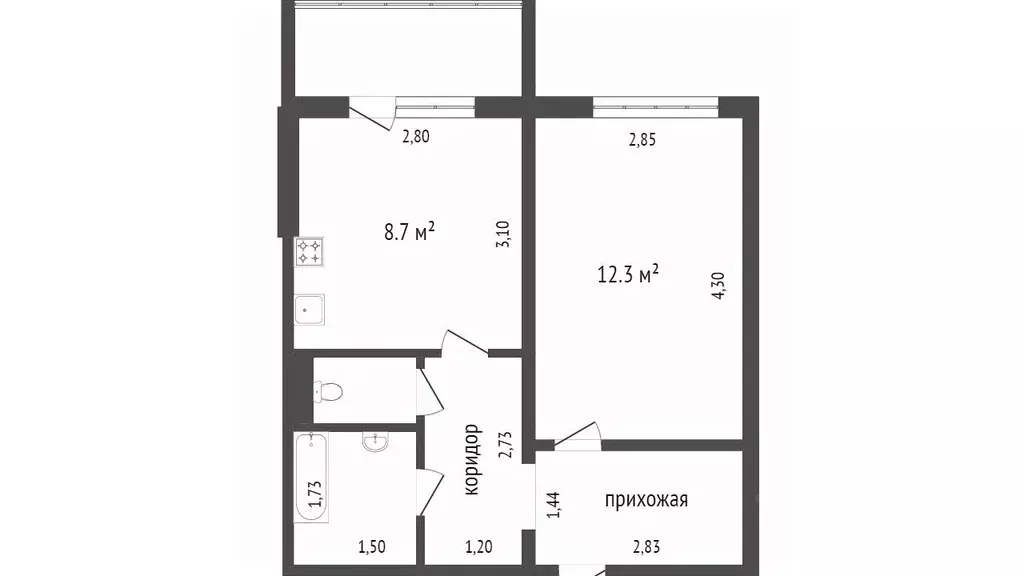1-к кв. Красноярский край, Красноярск Линейная ул., 109 (40.2 м) - Фото 2