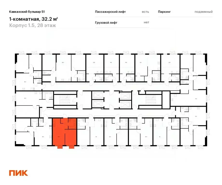 1-к кв. Москва Кавказский Бульвар 51 жилой комплекс, 1.5 (32.2 м) - Фото 1