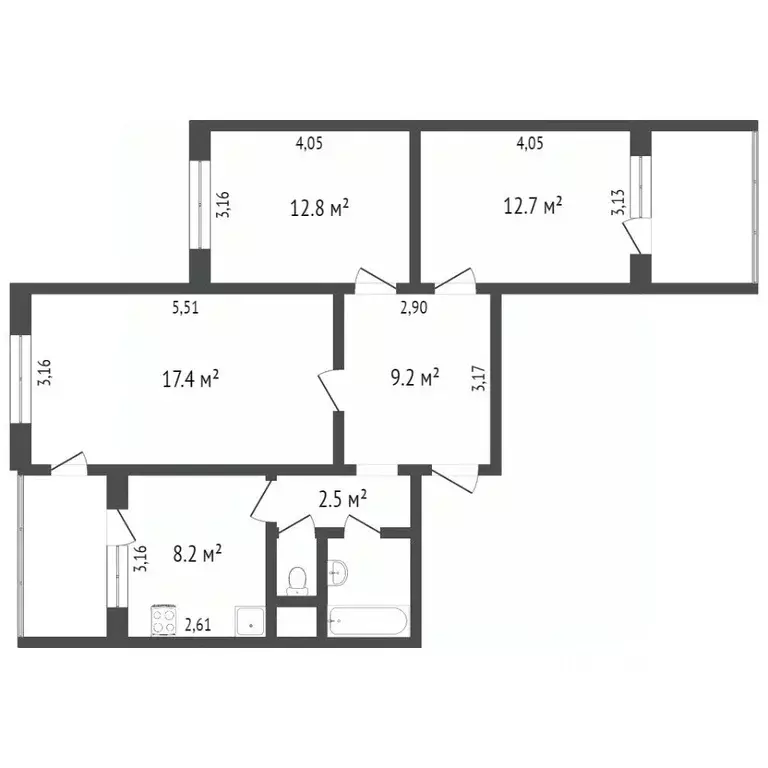 3-к кв. Крым, Симферополь ул. Зои Рухадзе (72.5 м) - Фото 1